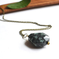 African Turquoise Necklace, Spring Jewelry Green Necklace for Her, Mother's Day Gift for Her, Chunky Stone Necklace Canadian Shop - Thumbnail 3