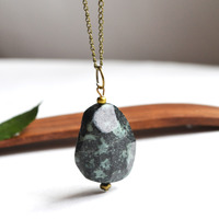 African Turquoise Necklace, Spring Jewelry Green Necklace for Her, Mother's Day Gift for Her, Chunky Stone Necklace Canadian Shop - Thumbnail 1