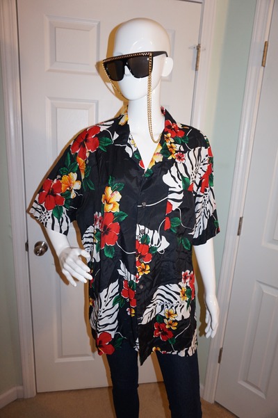 Vintage chemise black hawaiian shirt size 2x