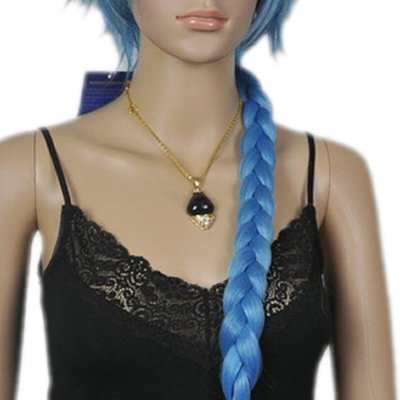 Pig tail/spike/straight wig-synthetic fibre hair-color-blue-womens