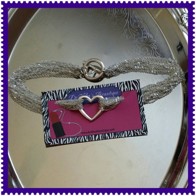 Heart of silver choker necklace