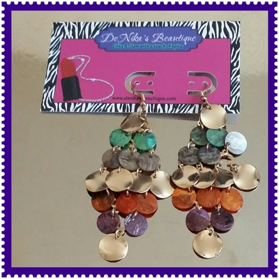 Multi/Gold Tiered Dangle Earrings