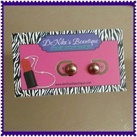 Pearl/Teal/Tan Stud Earrings - Thumbnail 1