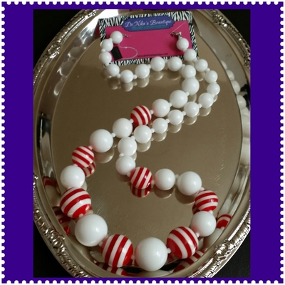Red/White Candy Stripe Necklace