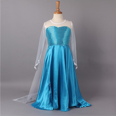 2018 new frozen dress fashion dress cotton blended long-sleeved dress