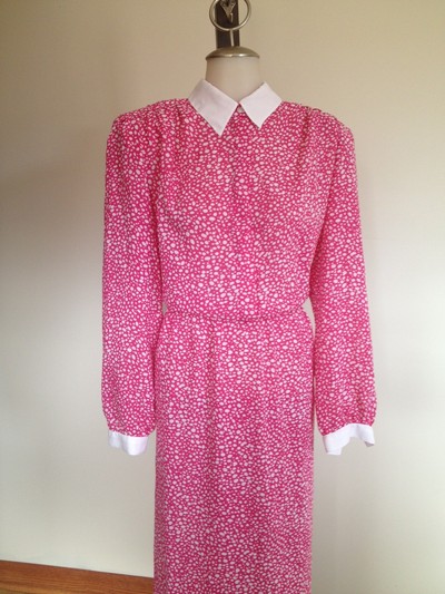 Contrast Collar Pink Dress 