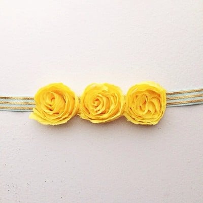 The frida - 3 roses over striped elastic - roses headband