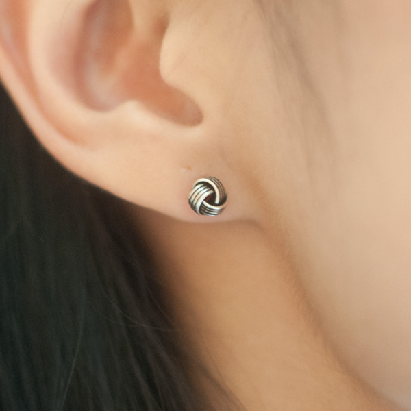 6mm Knot Silver Metal Stud Earrings Sterling Silver Stud Earrings For Women Wedding Earrings ER0412