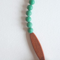 Green Resin Brown Tube Wooden Glass Pearl Round Disc Statement Necklace, Resin Beaded Collar Necklace, Earth Tone Necklace NL0755 - Thumbnail 3