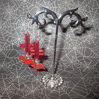Bats and Inverted Cross Earrings (Red) - Thumbnail 1