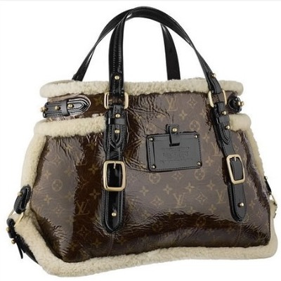 Louis vuitton monogram thunder shearling tote