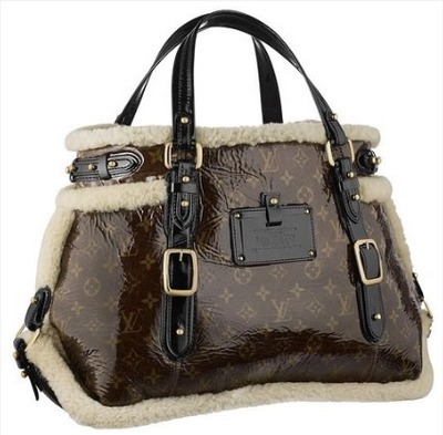 Louis vuitton monogram thunder shearling tote