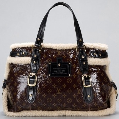 Louis vuitton monogram thunder shearling tote