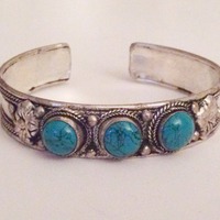 Turquoise Tibetan Cuff - Thumbnail 2