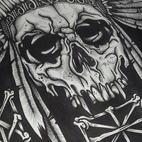 Skull with Native Headdress Drawing - Thumbnail 1