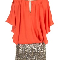 Draped Top Dress with Sequin Skirt - Thumbnail 2