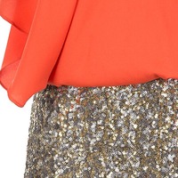 Draped Top Dress with Sequin Skirt - Thumbnail 4