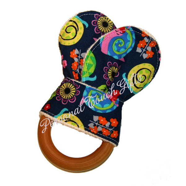 Snails ORGANIC Wooden Teething Ring Teether Toy