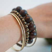 Beaded Wood Bracelet BL0423 - Thumbnail 1