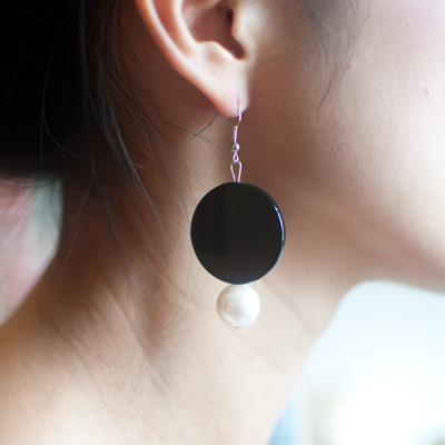 Black & White Double Drop Earrings ER0632