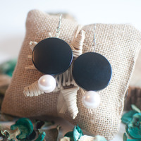 Black & White Double Drop Earrings ER0632 - Thumbnail 1