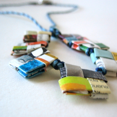 Paper Necklace On Hemp Cording