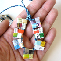 Paper Necklace On Hemp Cording - Thumbnail 1