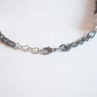 Black Green Glass Necklace Stylish Necklace Vintage Fashion Necklace Chunky Necklace Unique Style, NL0663 - Thumbnail 4