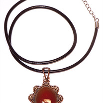 Fire Agate (44ct.) Cabochon Copper Flower Pendant