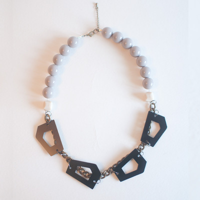 Black initial letter d character necklace nl0704