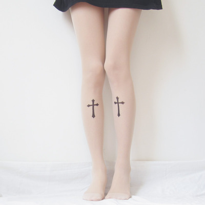 Cross tattoo goth grunge tights