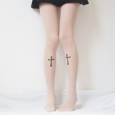 Cross tattoo goth grunge tights