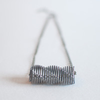 Black Metal Chain Collar Choker Pendant Necklace NL0729 - Thumbnail 3