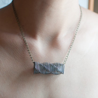 Black Metal Chain Collar Choker Pendant Necklace NL0729 - Thumbnail 1