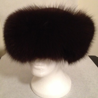 Brown fox fur hat