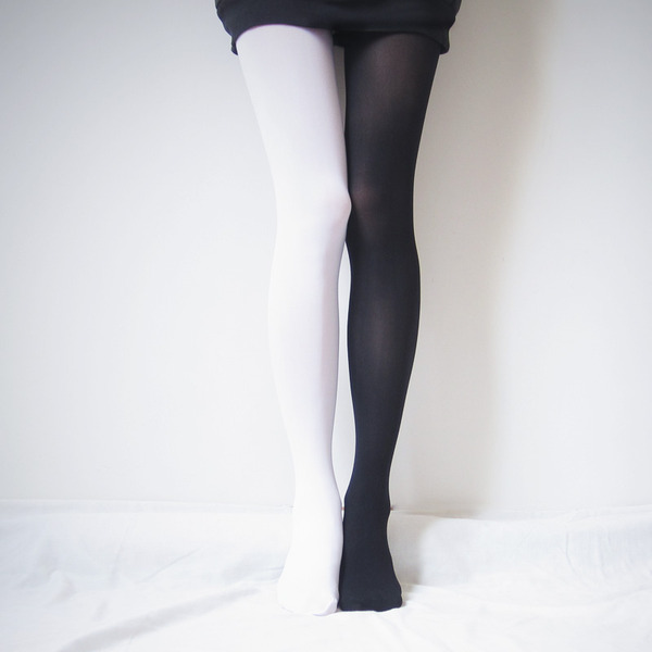 DUO // Black & White 2 tone rock tights-pantyhose