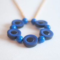 Blue Eyes Bib Beaded Pendent Statement Necklace NL0673 - Thumbnail 2