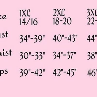 Sizing chart 