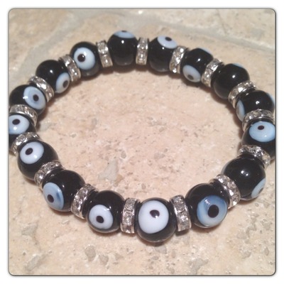 Black stretch evil eye bracelet 