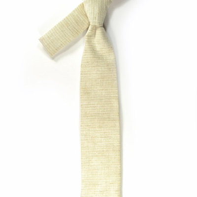 Ivory micro striped linen necktie - wedding mens tie skinny necktie - laid-back necktie
