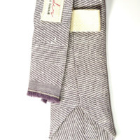 purple herringbone linen necktie - Wedding Mens Tie Skinny Necktie - Laid-Back necktie - Thumbnail 2