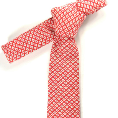 Wedding mens tie skinny necktie red wool