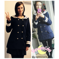 {Free Ship} Korean Sailor High Quality Woolen Coat Double Brest SP130220 - Thumbnail 3