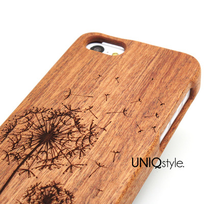 Flying dandelion engraved wood case for iphone 6, iphone 4/4s, iphone 5/5s/5c, samsung s3 s4 s5 note 3 wooden case, real wood cover