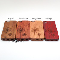 Flying Dandelion engraved wood case for iPhone 6, iPhone 4/4s, iPhone 5/5s/5c, Samsung S3 S4 S5 Note 3 wooden case, real wood cover - Thumbnail 3