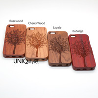 Tree plant engraved wood case for iPhone 6, iPhone 4/4s, iPhone 5/5s/5c, Samsung S3 S4 S5 Note 3 wooden case, real wood cover - Thumbnail 1