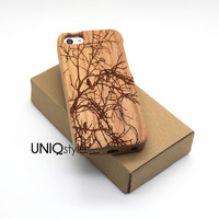 Birds on Tree engraved wood case for iPhone 6, iPhone 4/4s, iPhone 5/5s/5c, Samsung S3 S4 S5 Note 3 wooden case, real wood cover - Thumbnail 2
