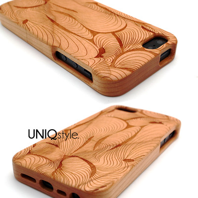 Curve lines geometric pattern engraved wood case for iphone 6, iphone 4/4s, iphone 5/5s/5c, samsung s3 s4 s5 note 3 wooden case, real wood cover - Thumbnail 2