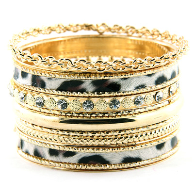 Gold animal print bangle set