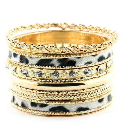 Gold animal print bangle set